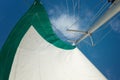 Mainsail on board of a catamaran Royalty Free Stock Photo