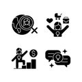 Mainstream feminism black glyph icons set on white space