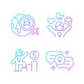 Mainstream feminism gradient linear vector icons set