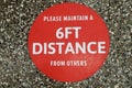 Maintain a 6ft distance from others