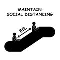 Maintain Social Distancing Escalator Stairs 6ft Six Feet Apart Pictogram Sign During Pandemic Virus Outbreak