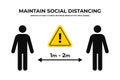 Maintain social distancing. Keep safe distance in public. Social distancing prevention to protect from coronavirus, covid-19