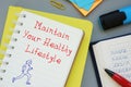 Maintain Your Healthy Lifestyle sign on the page