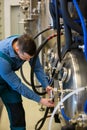 Maintained worker working at brewery Royalty Free Stock Photo