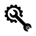 Maintenance, black color setting vector, technical support icon Royalty Free Stock Photo
