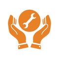 Maintenance care, repair service tools icon. Orange version of vector