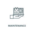 Maintenance, computer support vector line icon, linear concept, outline sign, symbol Royalty Free Stock Photo