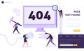 404 Maintenance Error Landing Page Template. Page Not Found Under Construction Concept with Characters Fixing Problem