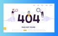 404 Maintenance Error Landing Page Template. Page Not Found Under Construction Concept with Characters Fixing Problem