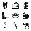 Maintenance of the hotel icons set, simple style Royalty Free Stock Photo