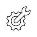 Maintenance, icon in line design. Maintenance, repair, service, tools, upkeep, fix, support on white background vector Royalty Free Stock Photo