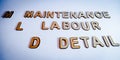 maintenance labour detail note displayed on white paper sheet background abstract Royalty Free Stock Photo