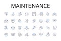 Maintenance line icons collection. Upkeep, Repair, Care, Service, Renewal, Preservation, Sustenance vector and linear