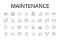Maintenance line icons collection. Upkeep, Repair, Care, Service, Renewal, Preservation, Sustenance vector and linear