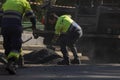 Maintenance and paving of streets in Madrid, Spain Royalty Free Stock Photo