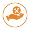 Maintenance, repair service tools icon. Orange color vector