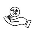 Maintenance, repair service tools outline icon. Line art vector