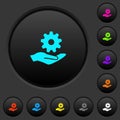 Maintenance service dark push buttons with color icons
