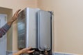 Maintenance service engineer working with home gas heating boiler Royalty Free Stock Photo