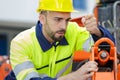 Maintenance service engineer working with mechanical machine Royalty Free Stock Photo