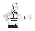 Maintenance supervisor female black and white 2D line cartoon character