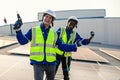 Maintenance technicians installing solar panels at solar cell farm Royalty Free Stock Photo