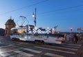 Maintenance tram Tatra T3 with Christmas decoration and lights