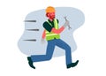 Maintenance worker running fast. Fast service. Simple flat illustration.