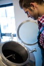 Maintenance worker working at brewery Royalty Free Stock Photo