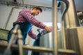 Maintenance worker working at brewery Royalty Free Stock Photo