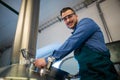 Maintenance worker working at brewery Royalty Free Stock Photo