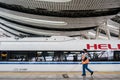 Maintenance workers at high speed rail stations Royalty Free Stock Photo