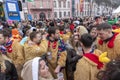 people celebrate the Weiberfastnacht - engl womans carnival - in Mainz at the schiller square in Germany Royalty Free Stock Photo