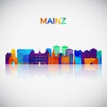 Mainz skyline silhouette in colorful geometric style.