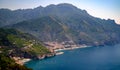 Maiori and Minori seen from Ravello. Mediterranean sea and Amalfi coast Italy