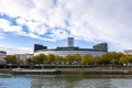 French National Radio, radio France by the seine river in autumn during the decembre strikes