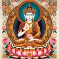 Maitreya Bodhisattva Thangka Art according to tibetan buddhism.