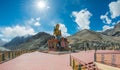 The Maitreya Buddha statue with Himalaya mountains,Leh Ladakh,India Royalty Free Stock Photo