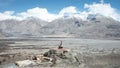 The Maitreya Buddha statue with Himalaya mountains,Leh Ladakh,India Royalty Free Stock Photo