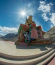 The Maitreya Buddha statue with Himalaya mountains,Leh Ladakh,India Royalty Free Stock Photo