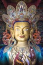 Maitreya Buddha statue at the Thiksey Gompa, a Tibetan Buddhist Monastery. Royalty Free Stock Photo