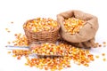Maize beans in a wooden basket Royalty Free Stock Photo