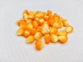 Maize cob popcorn kernels yellow organic fresh sweetcorn seeds Zea mays closeup stock image Royalty Free Stock Photo