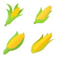 Maize icon set, cartoon style Royalty Free Stock Photo