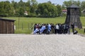 A group of Jewish tourists in the Majdanek Nazi concentration and extermination camp, Lublin, Poland