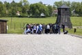 A group of Jewish tourists in the Majdanek Nazi concentration and extermination camp, Lublin, Poland