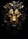 Majestic Abstract Lion in Golden Splendor. Generative ai