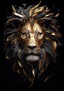 Majestic Abstract Lion in Golden Splendor. Generative ai