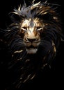 Majestic Abstract Lion in Golden Splendor. Generative ai