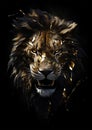 Majestic Abstract Lion in Golden Splendor. Generative ai